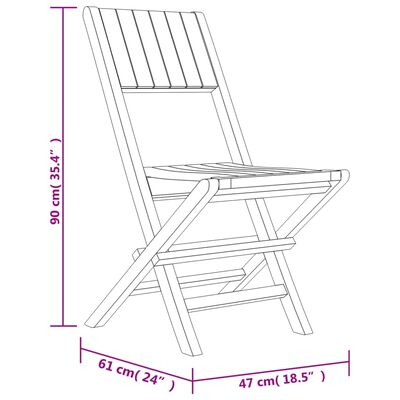 vidaXL Folding Garden Chairs 8 pcs 47x61x90 cm Solid Wood Teak