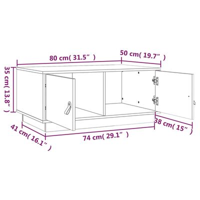 vidaXL Coffee Table Grey 80x50x35 cm Solid Wood Pine