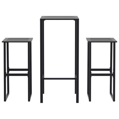 vidaXL 3 Piece Garden Bar Set Black Powder-coated Steel