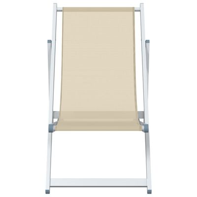 vidaXL Folding Beach Chairs 2 pcs Cream Aluminium and Textilene