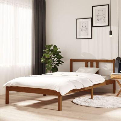 vidaXL Bed Frame without Mattress Honey Brown Solid Wood 100x200 cm