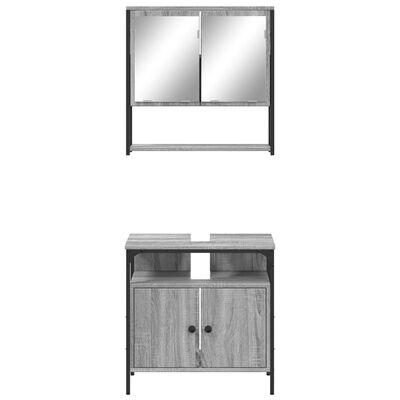 vidaXL 2 Piece Bathroom Furniture Set Grey Sonoma Engineered Wood