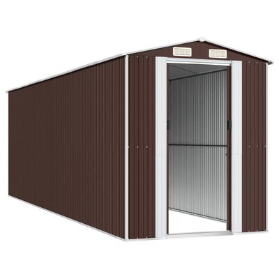 vidaXL Garden Shed Dark Brown 192x606x223 cm Galvanised Steel