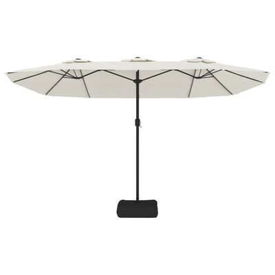 vidaXL Double-Head Garden Parasol with LEDs Sand White 449x245 cm