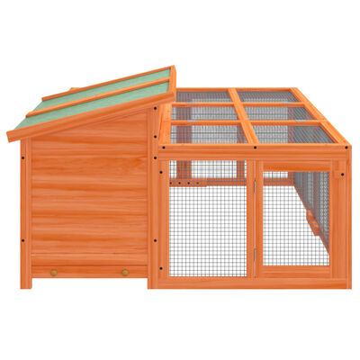 vidaXL Rabbit Hutch Brown 144x123x67.5 cm Solid Wood Pine