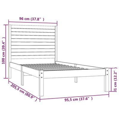 vidaXL Bed Frame without Mattress 90x200 cm Solid Wood