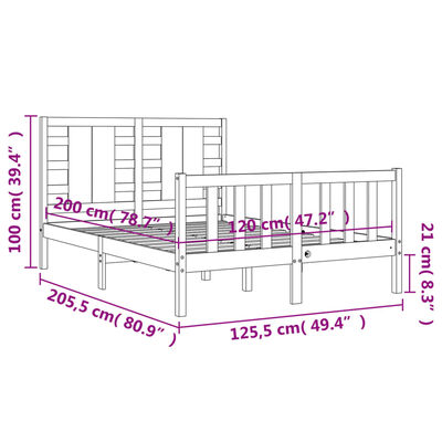 vidaXL Bed Frame without Mattress Black 120x200 cm Solid Wood Pine