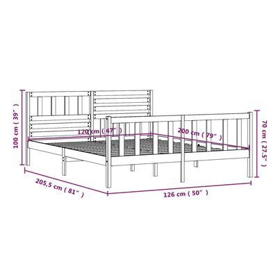 vidaXL Bed Frame without Mattress White Solid Wood 120x200 cm (810078+814135)