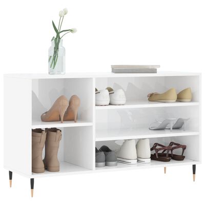 vidaXL Shoe Cabinet High Gloss White 102x36x60 cm Engineered Wood