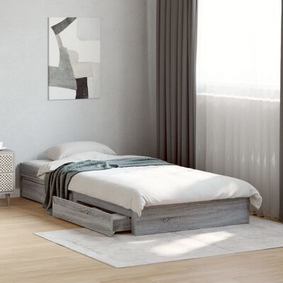 vidaXL Bed Frame with Drawers without Mattress Grey Sonoma 100x200 cm