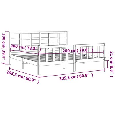 vidaXL Bed Frame without Mattress Honey Brown 200x200 cm Solid Wood Pine