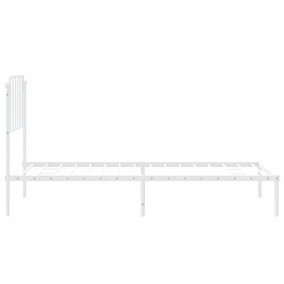 vidaXL Metal Bed Frame without Mattress with Headboard White 90x190 cm Single