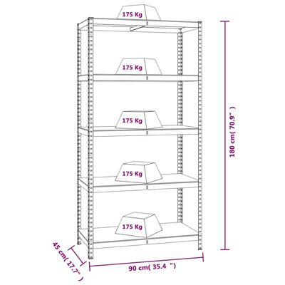 vidaXL 5-Layer Heavy-duty Shelf Grey Steel&Engineered Wood