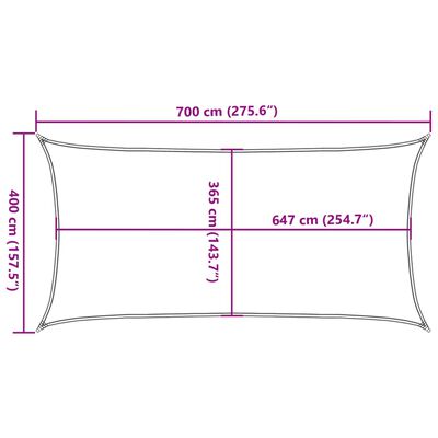 vidaXL Sun Shade Sail Sand 7x4 m 100% Polyester Oxford