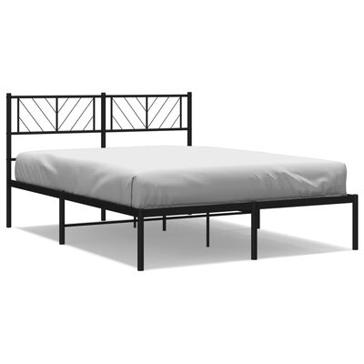 vidaXL Metal Bed Frame without Mattress with Headboard Black 120x200 cm