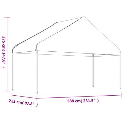 vidaXL Gazebo with Roof White 6.69x5.88x3.75 m Polyethylene