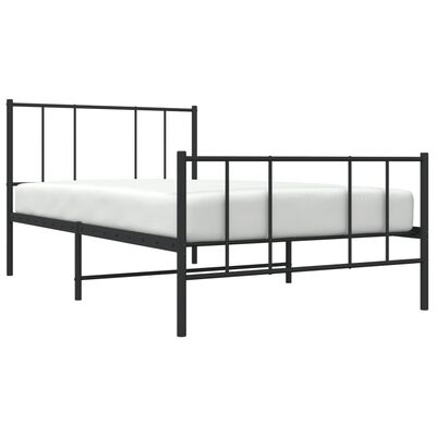 vidaXL Metal Bed Frame without Mattress with Footboard Black 90x190 cm Single