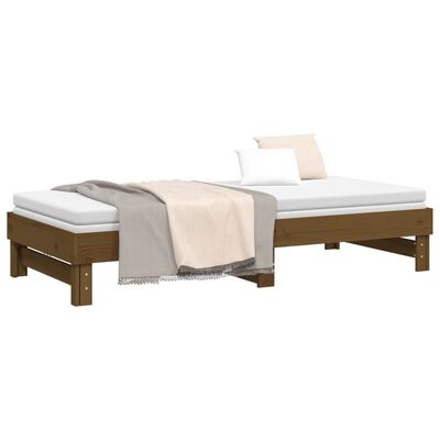 vidaXL Pull-out Day Bed without Mattress Honey Brown 2x(80x200) cm