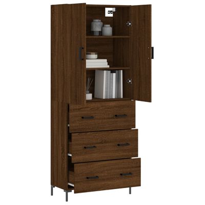 vidaXL Highboard Brown Oak 69.5x34x180 cm Engineered Wood