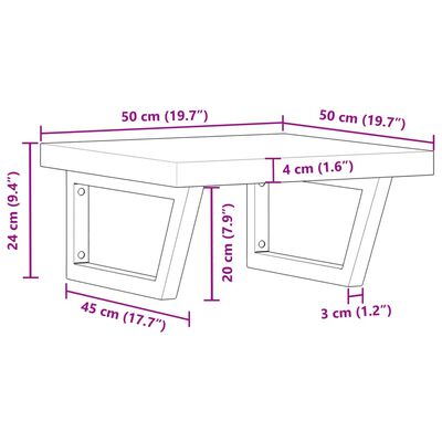 vidaXL Basin Shelf Wall Mounted Steel and Solid Wood Acacia