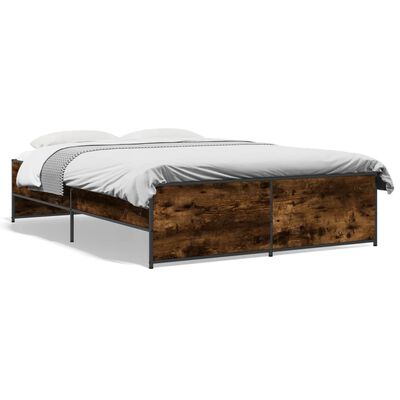 vidaXL Bed Frame without Mattress Smoked Oak 120x200 cm