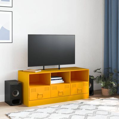 vidaXL TV Cabinet Mustard Yellow 99x39x44 cm Steel