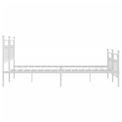 vidaXL Metal Bed Frame without Mattress with Footboard White 183x213 cm