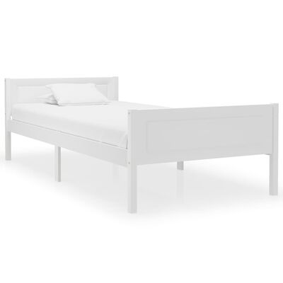 vidaXL Bed Frame without Mattress Solid Pinewood White 100x200 cm