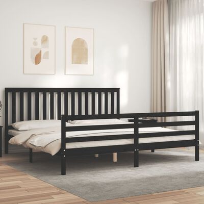 vidaXL Bed Frame without Mattress Black 200x200 cm Solid Wood