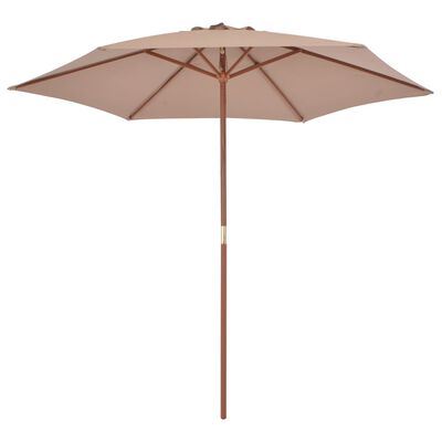 vidaXL Garden Parasol with Wooden Pole 270 cm Taupe