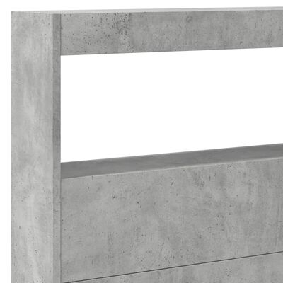 vidaXL Headboard Cabinet with LED Concrete Grey 220x17x102 cm