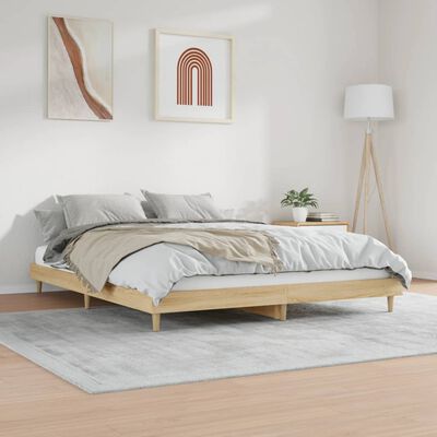 vidaXL Bed Frame without Mattress Sonoma Oak 200x200 cm Engineered Wood