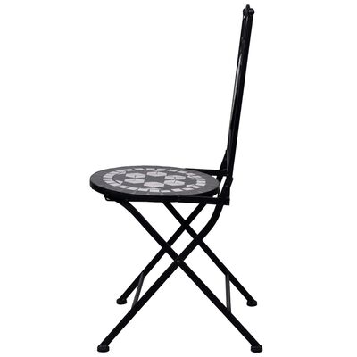 vidaXL 3 Piece Mosaic Bistro Set Ceramic Tile Black and White