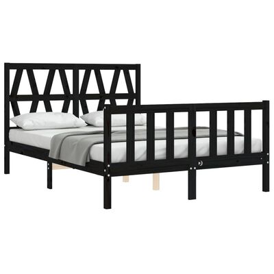 vidaXL Bed Frame without Mattress Black 140x200 cm Solid Wood Pine