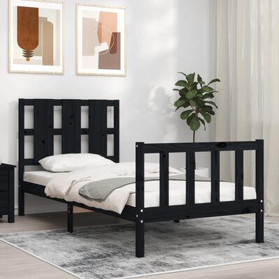 vidaXL Bed Frame without Mattress Black 100x200 cm Solid Wood Pine