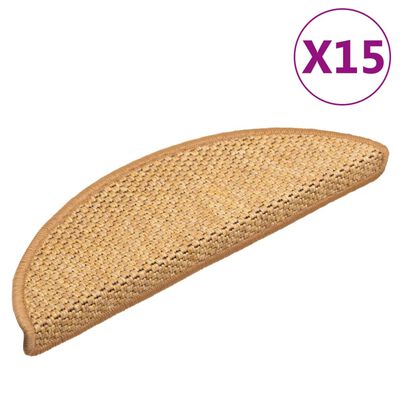 vidaXL Stair Mats Self-adhesive Sisal-Look 15 pcs 56x17x3 cm Sisal