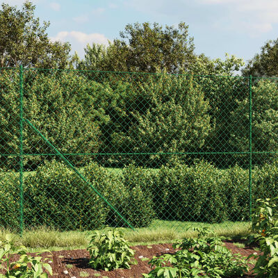 vidaXL Chain Link Fence with Flange Green 2x25 m