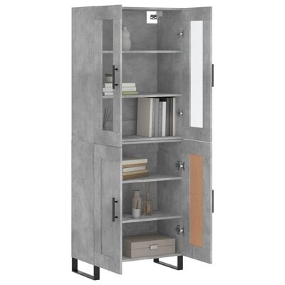 vidaXL Highboard Concrete Grey 69.5x34x180 cm Engineered Wood