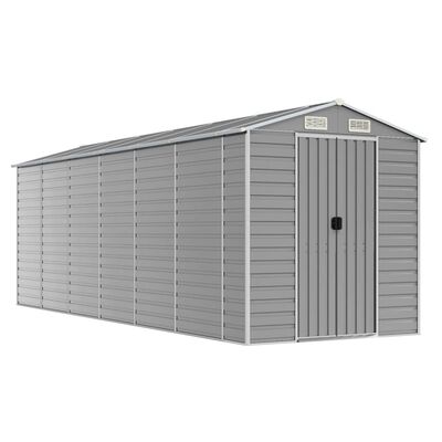 vidaXL Garden Shed Light Grey 191x555x198 cm Galvanised Steel