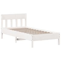 vidaXL Bed Frame with Headboard White 75x190 cm Small Single Solid Wood Pine