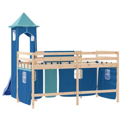 vidaXL Kids' Loft Bed with Tower without Mattress Blue 90x190 cm Single