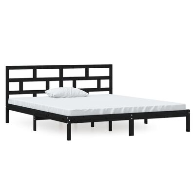 vidaXL Bed Frame without Mattress Black Double Solid Wood