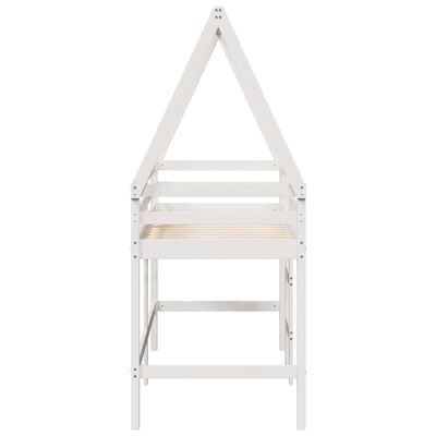 vidaXL Loft Bed with Ladder and Roof without Mattress White 80x200 cm