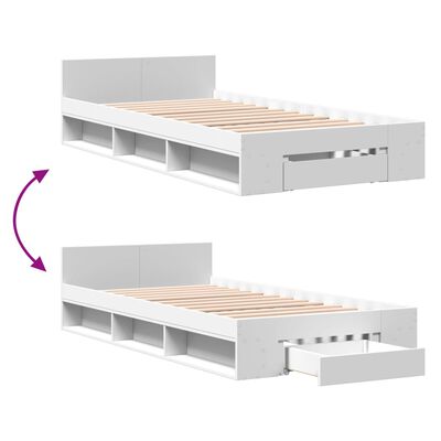 vidaXL Bed Frame with Drawer White 100x200 cm Engineered Wood