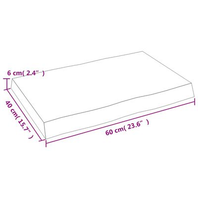 vidaXL Table Top 60x40x(2-6) cm Untreated Solid Wood Live Edge