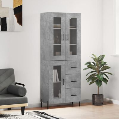 vidaXL Highboard Concrete Grey 69.5x34x180 cm Engineered Wood