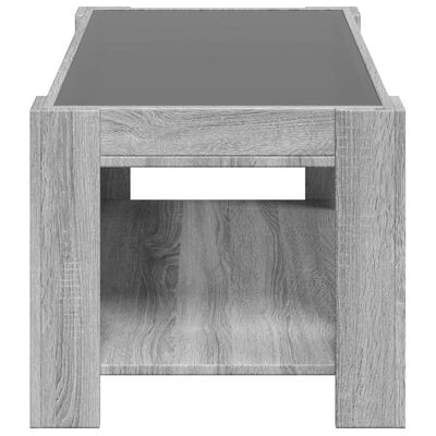 vidaXL Coffee Table with LED Grey Sonoma 93x53x45 cm Engineered Wood