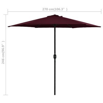 vidaXL Garden Parasol with Aluminium Pole 270x246 cm Bordeaux Red