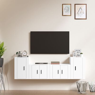 vidaXL 4 Piece TV Cabinet Set White Engineered Wood