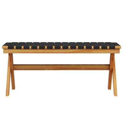 vidaXL Garden Bench Black Solid Wood Acacia and Fabric